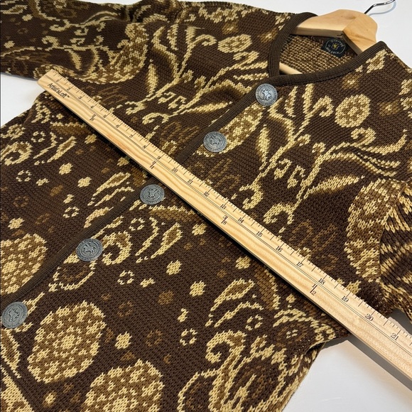 Vintage 60s Ren-dale Norvyk Wool Brown Patterned Cardigan Size Medium - Picture 6 of 7
